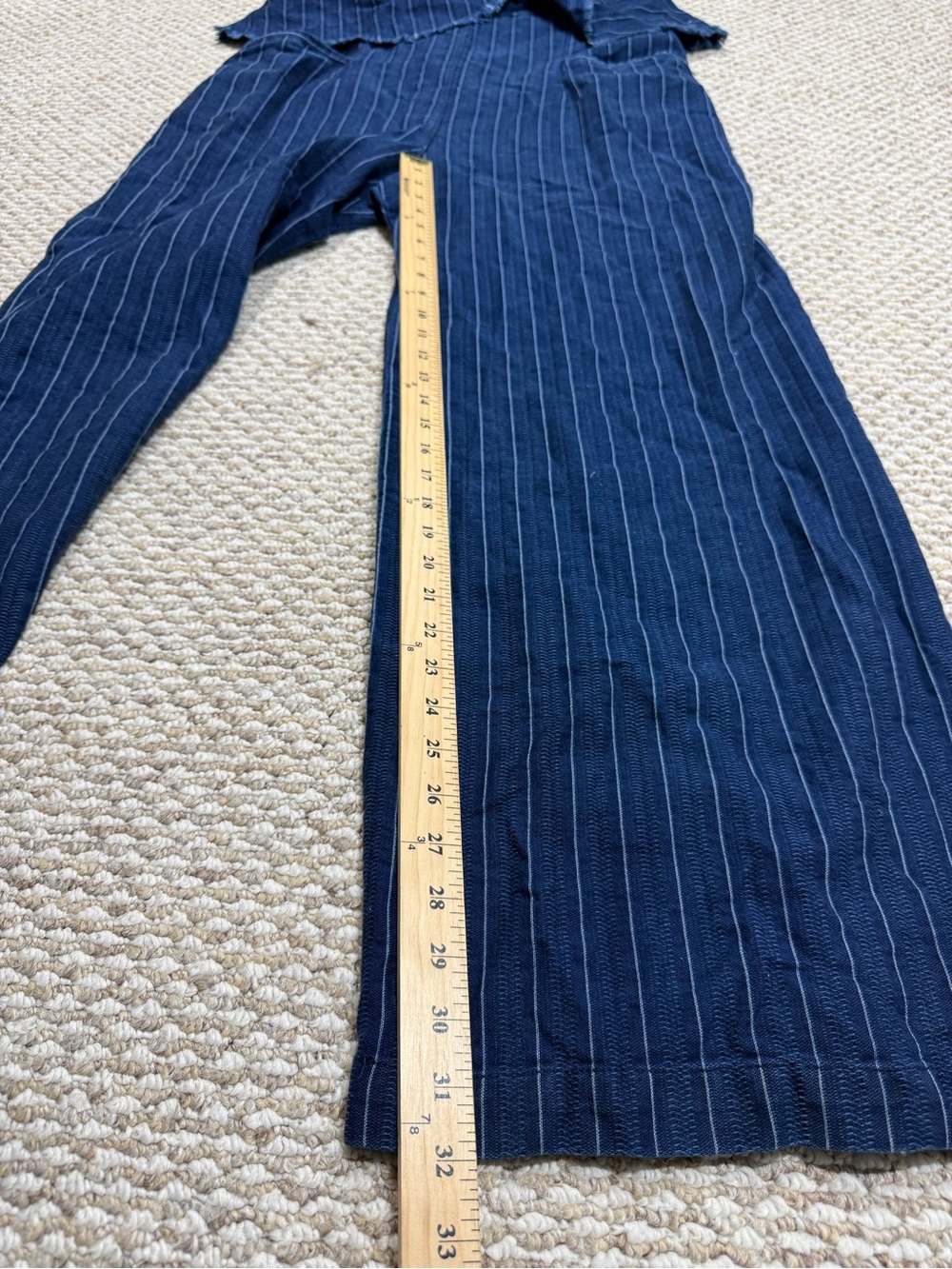 NWT Anthropologie Maeve Denim Pinstripe Peplum Jumpsuit XL $148 - Picture 8 of 10